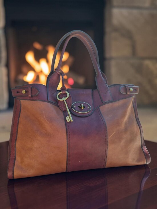 Fossil Handbags - Fossil Two-Tone Leather Revival Weekender Satchel